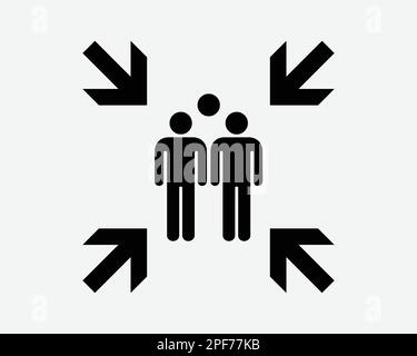 Evacuation Assembly Point Meeting Place Location Safety Black White Silhouette Sign Symbol Icon Vector Graphic Clipart Illustration Artwork Pictogram Stock Vector