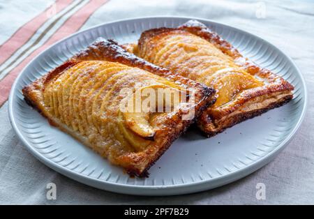 Tasty sweet French dessert, baked apple cakes, Normandy region, France, close up Stock Photo