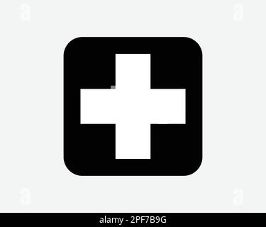 First Aid Cross Symbol Medical Emergency Humanitarian Care Black White Silhouette Sign Icon Vector Graphic Clipart Illustration Artwork Pictogram Stock Vector