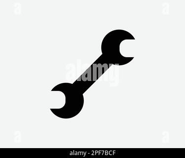 Spanner Wrench Icon Tool Repair Service Mechanic Construction Vector Black White Silhouette Symbol Sign Graphic Clipart Artwork Illustration Pictogram Stock Vector