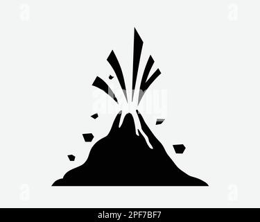 Volcano Eruption Icon Volcanic Activity Lava Active Erupt Vector Black White Silhouette Symbol Sign Graphic Clipart Artwork Illustration Pictogram Stock Vector
