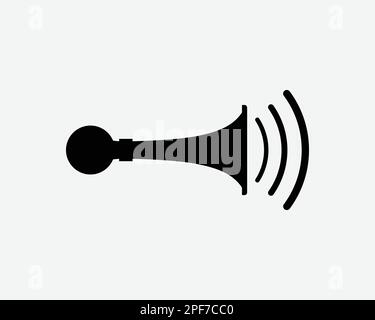 Horn Icon Sign Squeeze Horn Klaxon Alert Attention Announcement Black White Silhouette Symbol Graphic Clipart Artwork Illustration Pictogram Vector Stock Vector