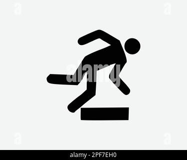 Falling Icon Person Trip and Fall Over Accident Stumble Injury Vector Black White Silhouette Symbol Sign Graphic Clipart Artwork Illustration Pictogra Stock Vector