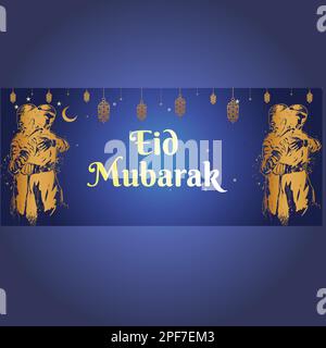 Eid Mubarak Banner Design Stock Vector