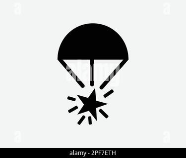 Parachute Flare Star Rocket Emergency Rescue Black White Silhouette Sign Symbol Icon Graphic Clipart Artwork Illustration Pictogram Vector Stock Vector