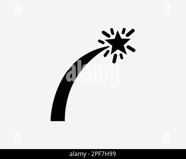 Shooting Star Wishing Fireworks Fire Works Celebrate Black White Silhouette Sign Symbol Icon Graphic Clipart Artwork Illustration Pictogram Vector Stock Vector