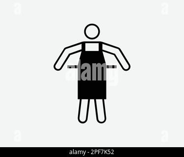 Wearing Apron Icon Stick Figure Man Kitchen Chef Cook Garment Black White Silhouette Symbol Sign Graphic Clipart Artwork Illustration Pictogram Vector Stock Vector
