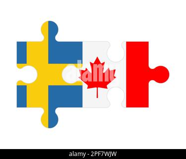 Connected puzzle of flags of Sweden and Canada, vector Stock Vector