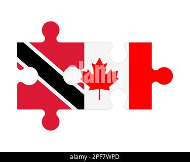 Connected puzzle of flags of Trinidad and Tobago and Canada, vector Stock Vector