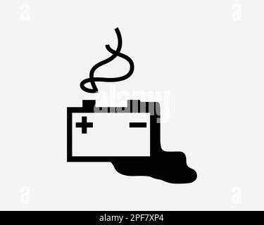 Car Battery Leaking Icon Dangerous Danger Safety Hazard Leak Black White Silhouette Symbol Sign Graphic Clipart Artwork Illustration Pictogram Vector Stock Vector