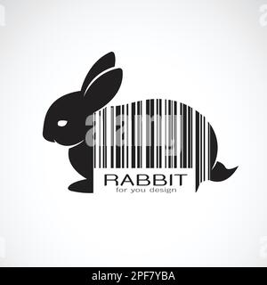 Vector of a rabbit barcode design on white background. Wild Animals. Stock Vector