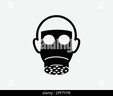 Respirator Gas Mask Safety Respiratory Full Face Protection Black White Silhouette Symbol Icon Sign Graphic Clipart Artwork Illustration Pictogram Vec Stock Vector