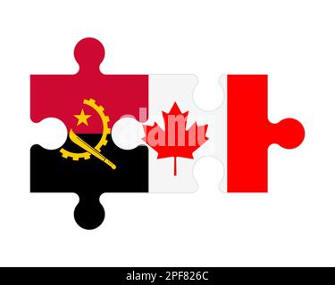 Connected puzzle of flags of Angola and Canada, vector Stock Vector