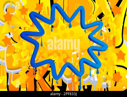 Colorful Abstract modern street art backdrop. Blue and Yellow Graffiti speech bubble background. Wallpaper decoration performed in urban painting styl Stock Vector