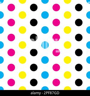 CMYK polka dot seamless pattern with regular rows. Dots background, repeat of ornament Stock Vector