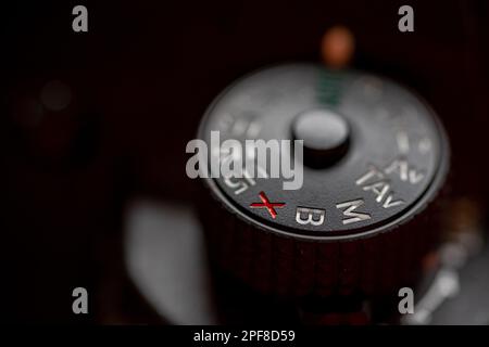 closeup of a mode dial of a digital camera Stock Photo
