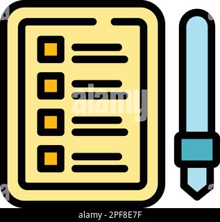 Task schedule pen board icon. Outline Task schedule pen board vector icon for web design isolated on white background color flat Stock Vector