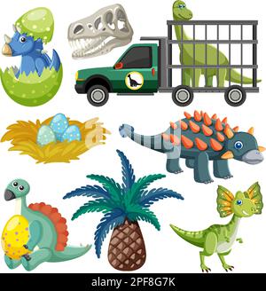 Dinosaurs and Natural Elements Vector Collection illustration Stock ...