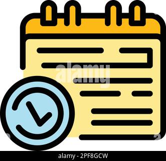Task schedule approved calendar icon. Outline Task schedule approved calendar vector icon for web design isolated on white background color flat Stock Vector