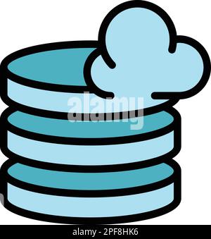 Server cloud icon. Outline Server cloud vector icon for web design isolated on white background color flat Stock Vector