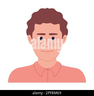 Smiling male face for office worker id semi flat color vector character Stock Vector