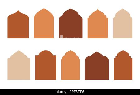 Islamic and ramadan kareem windows in oriental style. Border and frame with modern boho design template. Stock Vector