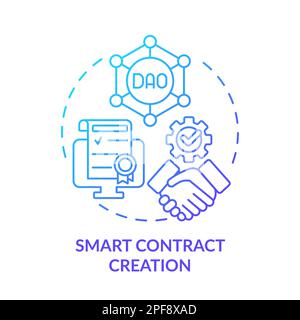 Smart contract creation blue gradient concept icon Stock Vector
