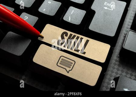 Writing displaying text Skill. Conceptual photo ability to use one's knowledge effectively and readily in execution Stock Photo