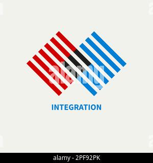 Integration, interaction sign. Business concept. Interact logo, minimal business icon. Abstract shapes Stock Vector