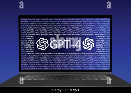 GPT 4 Open AI Illustration. ChatGPT logo of Artificial intelligence language model. GPT 4 chatbot. background Stock Vector