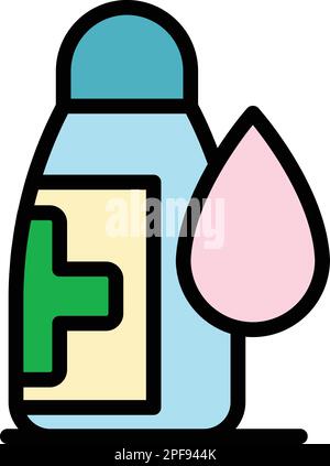 Throat syrup icon. Outline throat syrup vector icon for web design isolated on white background color flat Stock Vector