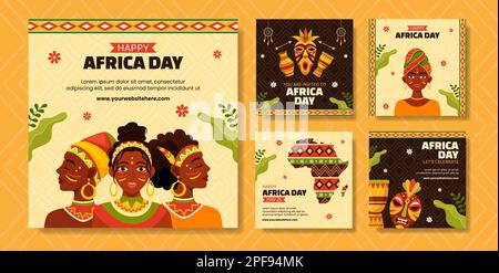 Happy Africa Day Social Media Post Flat Cartoon Hand Drawn Templates Background Illustration Stock Vector