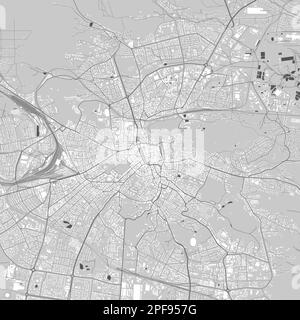 Urban city vector map of Lviv. Vector illustration, Lviv map grayscale black and white art poster. road map image with roads, metropolitan city area v Stock Vector