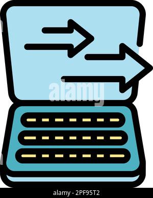 Laptop backup icon. Outline Laptop backup vector icon for web design isolated on white background color flat Stock Vector
