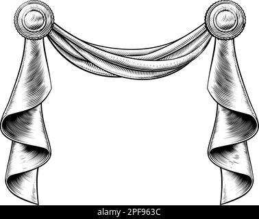 Curtain Fabric Banner Border Antique Design Stock Vector