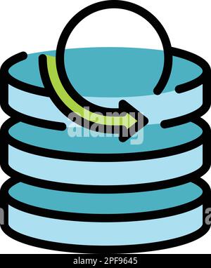 Database sync icon. Outline Database sync vector icon for web design isolated on white background color flat Stock Vector