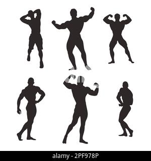 Bodybuilder silhouette collection Stock Vector