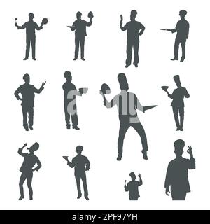 Chef silhouettes, Chef silhouette set Stock Vector