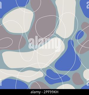 Artistic organic seamless pattern with circles. Abstract background with hand drawn organic round overlapping shapes. Vector backdrop Stock Vector