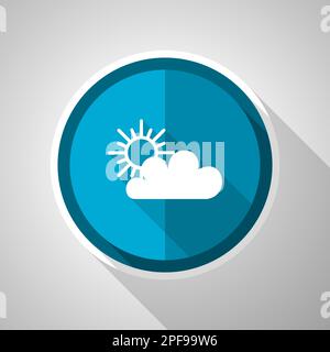 Cloud symbol, flat design vector blue icon with long shadow Stock Vector
