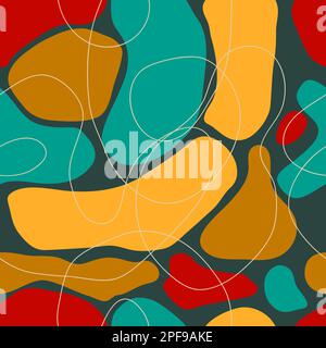 Artistic organic seamless pattern with circles. Abstract background with hand drawn organic round overlapping shapes. Vector backdrop Stock Vector