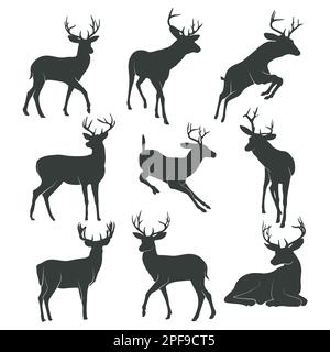 Deer silhouette collection, Deer logo vector Stock Vector