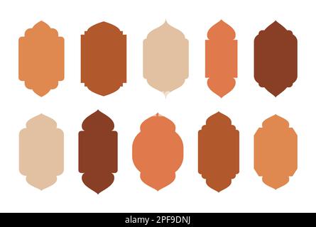Islamic and ramadan kareem windows in oriental style. Border and frame with modern boho design template. Stock Vector