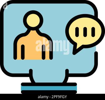 Online management icon. Outline Online management vector icon for web design isolated on white background color flat Stock Vector