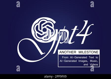 GPT 4 Illustration. ChatGPT version ChatGPT 4 by OpenAI Typographic Illustration background Stock Vector