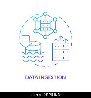 Data ingestion blue gradient concept icon Stock Vector