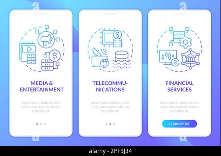 Data lake use cases blue gradient mobile app screen Stock Vector