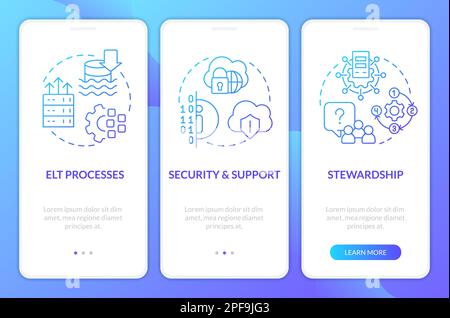 Data lake architecture components blue gradient mobile app screen Stock Vector