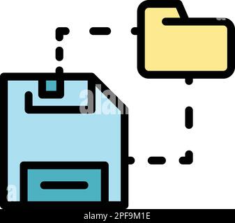 Media folder backup icon. Outline Media folder backup vector icon for web design isolated on white background color flat Stock Vector