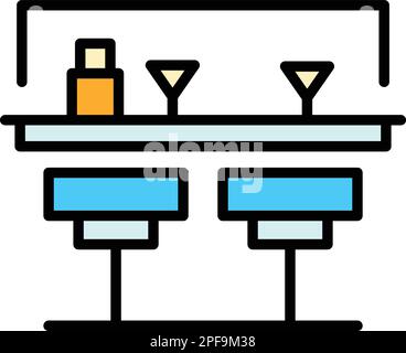 Street bar counter icon. Outline Street bar counter vector icon for web design isolated on white background color flat Stock Vector